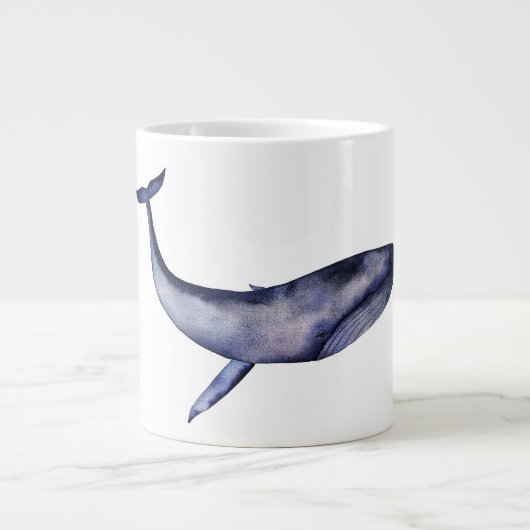 Waterverf blauwe walvis grote koffiekop (Voorkant)
