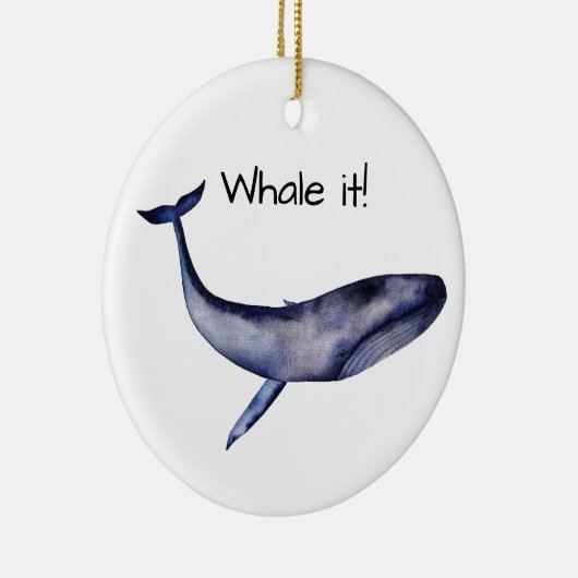 Waterverf blauwe walvis keramisch ornament (Rechts)