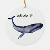 Waterverf blauwe walvis keramisch ornament (Voorkant)