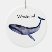 Waterverf blauwe walvis keramisch ornament (Achterkant)