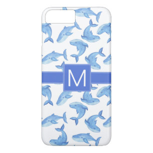 Waterverf Blauwe Walvis Patroon Case-Mate iPhone Case