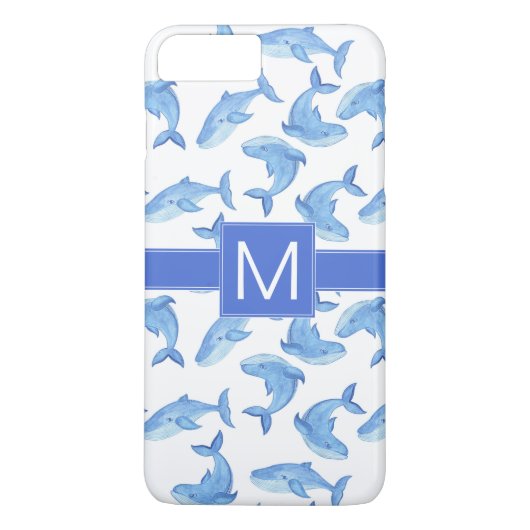 Waterverf Blauwe Walvis Patroon Case-Mate iPhone Case (Achterkant)