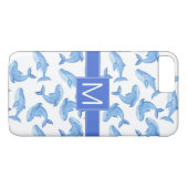 Waterverf Blauwe Walvis Patroon Case-Mate iPhone Case (Achterkant (Horizontaal))