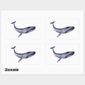 Waterverf blauwe walvis rechthoekige sticker (Vel)