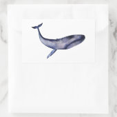 Waterverf blauwe walvis rechthoekige sticker (Tas)