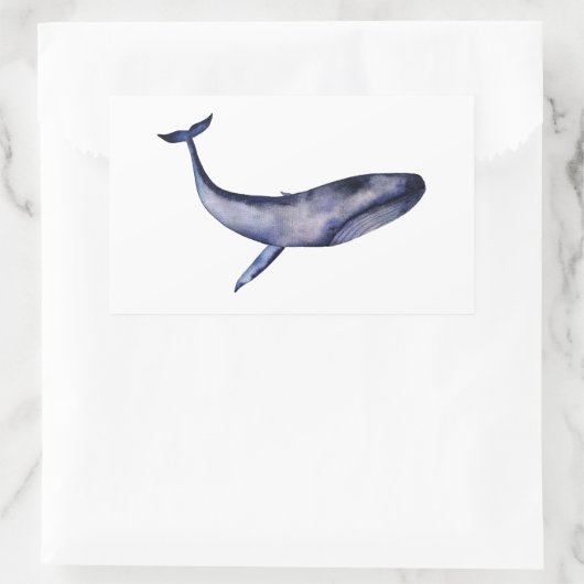 Waterverf blauwe walvis rechthoekige sticker (Tas)