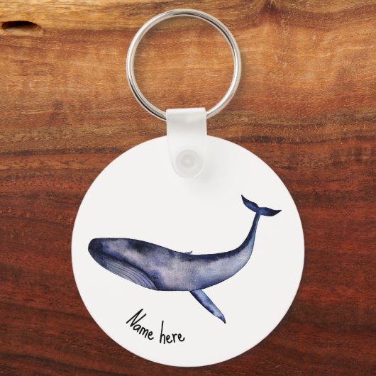 Waterverf blauwe walvis sleutelhanger (Achterkant)