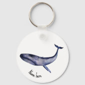 Waterverf blauwe walvis sleutelhanger (Achterkant)