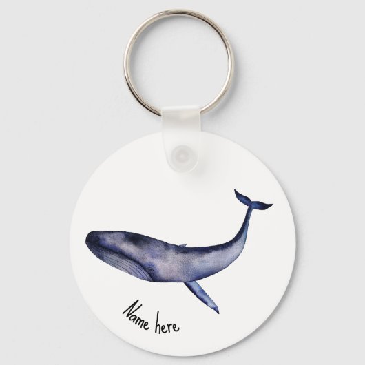 Waterverf blauwe walvis sleutelhanger (Achterkant)