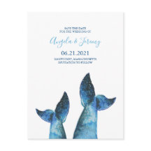 Waterverf Blauwe Walvis Staart Save the Date