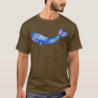 Waterverf blauwe walvis t-shirt