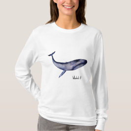 Waterverf blauwe walvis t-shirt