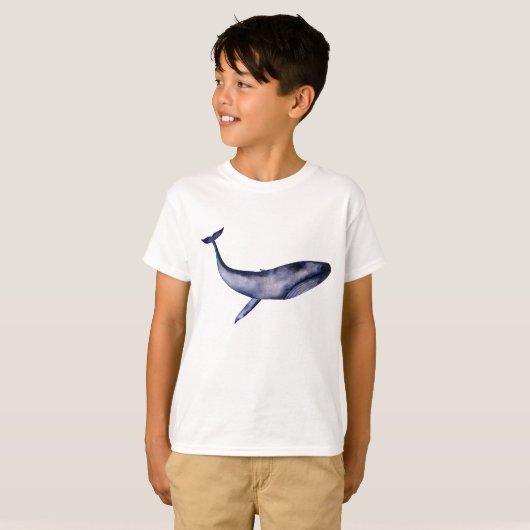 Waterverf blauwe walvis t-shirt (Voorkant volledig)
