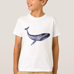 Waterverf blauwe walvis t-shirt