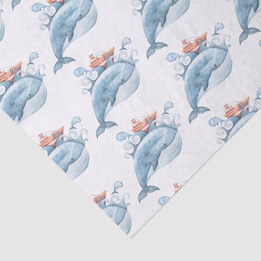 Waterverf blauwe walvis tissuepapier (Detail)