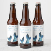 Waterverf blauwe walvis verhalen bier etiket (Flessen)