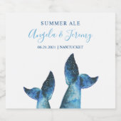 Waterverf blauwe walvis verhalen bier etiket (Enkel label)