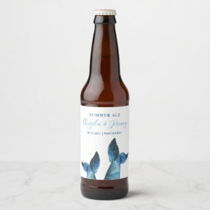 Waterverf blauwe walvis verhalen bier etiket
