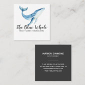 Waterverf Blauwe Walvis Vierkante Zakelijke Kaart Visitekaartje (Voorkant / Achterkant)