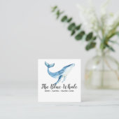 Waterverf Blauwe Walvis Vierkante Zakelijke Kaart Visitekaartje (Staand voorkant)