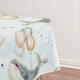 Waterverf blauwe walvisballon onder de Zee oceaan Tafelkleed