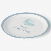 Waterverf Blauwe walvisOcean Fish Baby shower Papieren Bordje (Gekanteld)