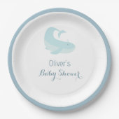 Waterverf Blauwe walvisOcean Fish Baby shower Papieren Bordje (Voorkant)