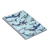 Waterverf Blauwe Walvissen en Dolfijnen, zee Notitieboek (Rechterzijde)