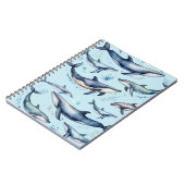 Waterverf Blauwe Walvissen en Dolfijnen, zee Notitieboek (Linkerzijde)