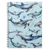 Waterverf Blauwe Walvissen en Dolfijnen, zee Notitieboek (Voorkant)