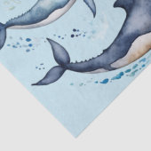 Waterverf Blauwe Walvissen en Dolfijnen, zee Tissuepapier (Detail)