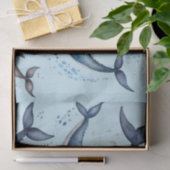 Waterverf Blauwe Walvissen en Dolfijnen, zee Tissuepapier (Geschenk)