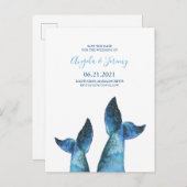 Waterverf Blauwe Walvisstaart Save the Date Aankondigingskaart (Voorkant / Achterkant)
