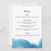 Waterverf blauwe wasbruiloft/-evenementmenu's bedankkaart (Voorkant)