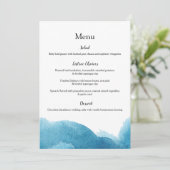 Waterverf blauwe wasbruiloft/-evenementmenu's bedankkaart (Staand voorkant)