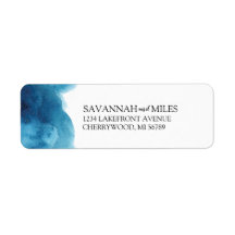 Waterverf Blauwe Wash Return Address Labels