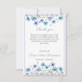 Waterverf Blauwe Weide Bloemen Funeral Bedankkaart (Voorkant)