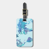 Waterverf Blauwe Wereldkaart Bagagelabel (Voorkant verticaal)