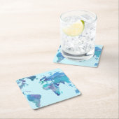 Waterverf Blauwe Wereldkaart Kartonnen Onderzetters (Insitu)