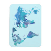 Waterverf Blauwe Wereldkaart Magneet (Verticaal)