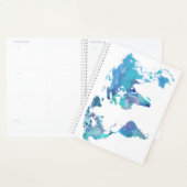 Waterverf Blauwe Wereldkaart Planner (Display)