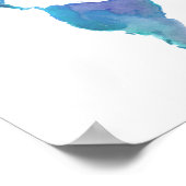 Waterverf Blauwe Wereldkaart Poster (Hoek)