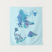 Waterverf Blauwe Wereldkaart Wandkleed (Voorkant)