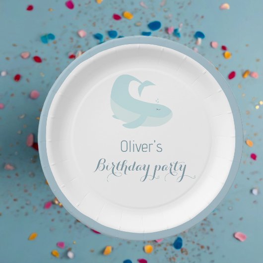 Waterverf Blauwe WhaleOcean Vvis Birthday Party Papieren Bordje
