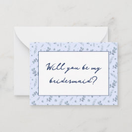 Waterverf Blauwe Wildbloemen Bruidsmeisje Voorstel Notitiekaartje