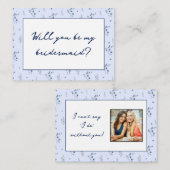 Waterverf Blauwe Wildbloemen Bruidsmeisje Voorstel Notitiekaartje (Voorkant / Achterkant)