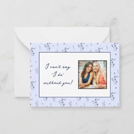 Waterverf Blauwe Wildbloemen Bruidsmeisje Voorstel Notitiekaartje (Achterkant)