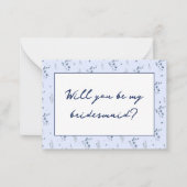 Waterverf Blauwe Wildbloemen Bruidsmeisje Voorstel Notitiekaartje (Voorkant)