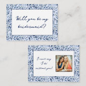 Waterverf Blauwe Wildbloemen Bruidsmeisje Voorstel Notitiekaartje (Voorkant / Achterkant)