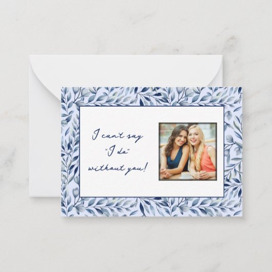 Waterverf Blauwe Wildbloemen Bruidsmeisje Voorstel Notitiekaartje (Achterkant)